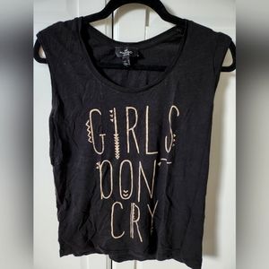 MANGO Black Graphic Tshirt Girls don't cry, Size S